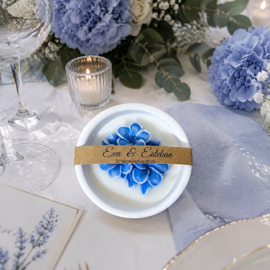 Detalle vela hortensia - Recuerdos con aroma